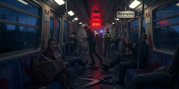 Attaque au Couteau dans un Train Britannique : 11 Blessés - Viral Mag Découvrez les détails choquants de lattaque au couteau dans un train à Huntingdon Royaume Uni 11 blessés deux suspects arrêtés Pas dacte terroriste Analyse complète et témoignages   Viral Mag