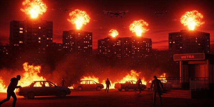 Attaque de Drones sur Kiev : Un Mort et la Peur au Cœur de la Nuit - Viral Mag Dans la nuit de vendredi à samedi Kiev a été frappée par une vague massive de drones russes Un civil tué sept blessés dont un enfant des immeubles en feu retour sur cette attaque qualifiée de terroriste par les autorités ukrainiennes Viral Mag