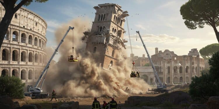 Effondrement Torre Dei Conti Rome - Viral Mag Découvrez le drame de la Torre dei Conti à Rome  un effondrement soudain piège un ouvrier Suivez les secours héroïques et les enjeux historiques en direct   Viral Mag