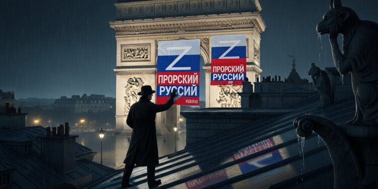 Espionnage Russe à Paris : Trois Écroués pour Ingérence - Viral Mag Découvrez laffaire choc despionnage économique et dingérence russe à Paris affiches sur lArc de Triomphe association humanitaire de façade Trois personnes derrière les barreaux Viral Mag