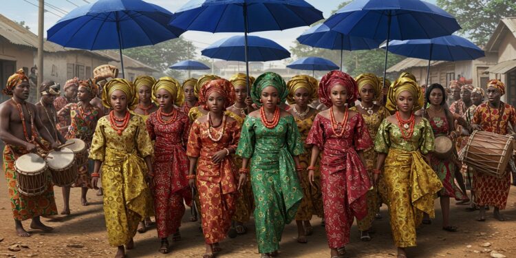 Découvrez le festival Awon à Shao où des dizaines de jeunes femmes se marient collectivement selon une tradition ancestrale liée à une déesse de la fertilité Une célébration colorée et prospère   Viral Mag