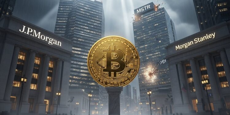 Les géants bancaires comme JPMorgan et Morgan Stanley lancent des produits Bitcoin à effet de levier Lavantage historique de MicroStrategy seffrite son action chute Analyse complète dun tournant majeur pour ladoption institutionnelle   Viral Mag