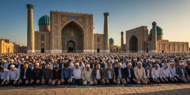 En Ouzbékistan des milliers de musulmans ont prié collectivement pour faire venir la pluie Une sécheresse historique liée au réchauffement climatique pousse le pays à mêler foi et solutions scientifiques   Viral Mag