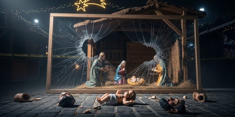 Choc à Amiens  la crèche traditionnelle du marché de Noël a été sauvagement vandalisée Santons décapités Petit Jésus détérioré Qui a commis cet acte et pourquoi  Enquête sur un saccage qui indigne la ville   Viral Mag