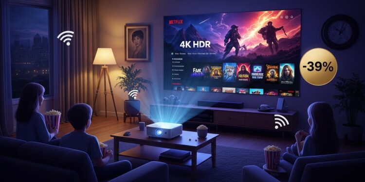 Vidéoprojecteur 4K à -39% Avant Black Friday - Viral Mag Découvrez le vidéoprojecteur Wowlink W210 à 62€ au lieu de 100€ Transformez votre salon en cinéma maison avec 4K HDR apps intégrées et WiFi 6 Offre limitée avant Black Friday Viral Mag