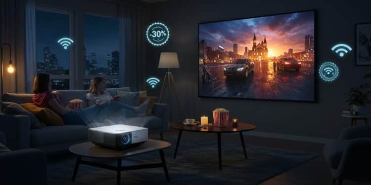 Vidéoprojecteur 4K Promo Incroyable à -30% - Viral Mag Découvrez ce vidéoprojecteur 4K portable à prix cassé sur Amazon   30  Résolution nette rotation 180° Wi Fi 6 Transformez votre salon en cinéma pour seulement 4190€   Viral Mag