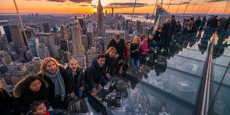 Visiter The Edge à New York : Vue Vertigineuse Inoubliable - Viral Mag Découvrez The Edge la plateforme suspendue la plus haute de lhémisphère ouest à New York Sol en verre parois inclinées coucher de soleil magique tout ce quil faut savoir pour une visite mémorable Viral Mag