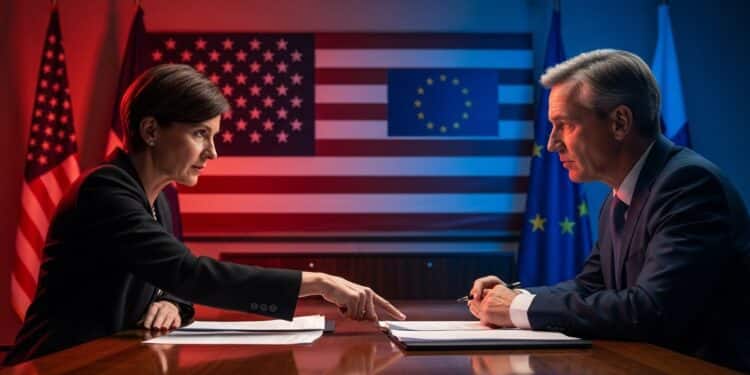 Les États Unis exigent un assouplissement des règles numériques européennes en échange dune baisse des taxes sur lacier Une négociation explosive entre Washington et Bruxelles qui pourrait bouleverser lavenir de la tech et de lindustrie   Viral Mag