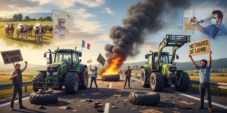 Agriculteurs en Colère : Routes Bloquées dans le Sud-Ouest - Viral Mag Des agriculteurs bloquent les routes du Sud Ouest pour protester contre la gestion de la dermatose nodulaire contagieuse Vaccination massive en cours abattages contestés suivez la situation tendue Viral Mag