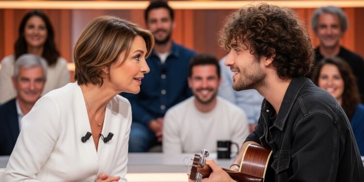 Anne-Élisabeth Lemoine Flirte avec -M- : Malaise sur C à Vous - Viral Mag Découvrez le moment gênant où Anne Élisabeth Lemoine échange un Je taime avec Matthieu Chedid dans C à Vous Flirt assumé rires et malaise sur le plateau Viral Mag