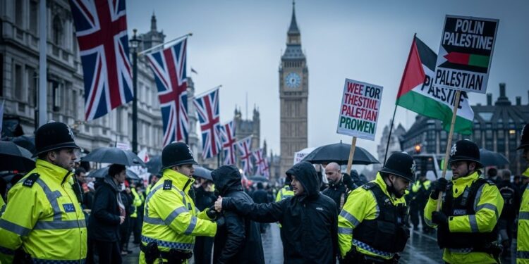 Arrestations en Angleterre pour Slogans Pro-Intifada - Viral Mag La police britannique durcit le ton premières arrestations pour appels à mondialiser lIntifada lors de manifestations pro palestiniennes sur fond de tensions accrues après lattaque de Bondi Beach Viral Mag