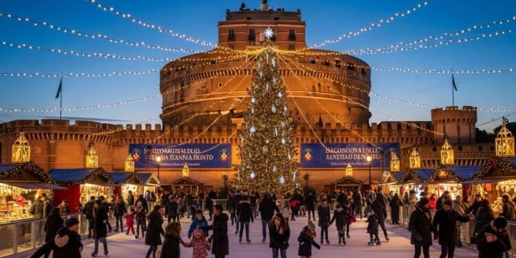 Découvrez Atreju le festival de Fratelli dItalia qui mêle patinoire Père Noël et invités comme Elon Musk ou Mahmoud Abbas dans les jardins du Château Saint Ange à Rome   Viral Mag