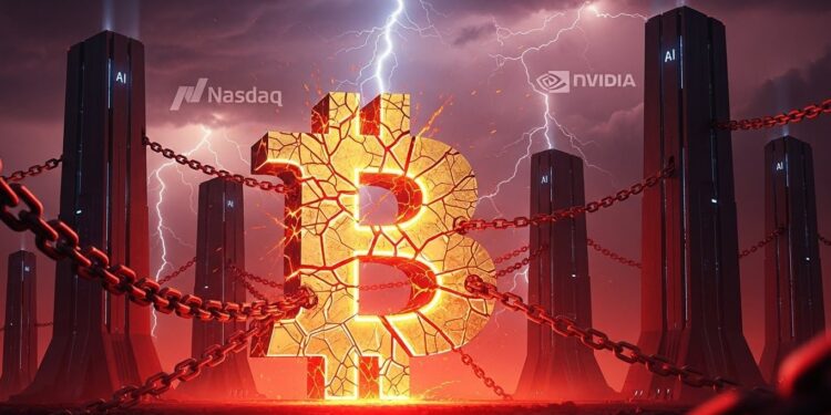 Bitcoin Menacé par la Bulle IA à 92 000 $ - Viral Mag Découvrez pourquoi la corrélation explosive entre Bitcoin et les actions IA Nvidia Oracle expose le BTC à un krach violent si la bulle éclate Et si la prochaine crise était déjà là Viral Mag