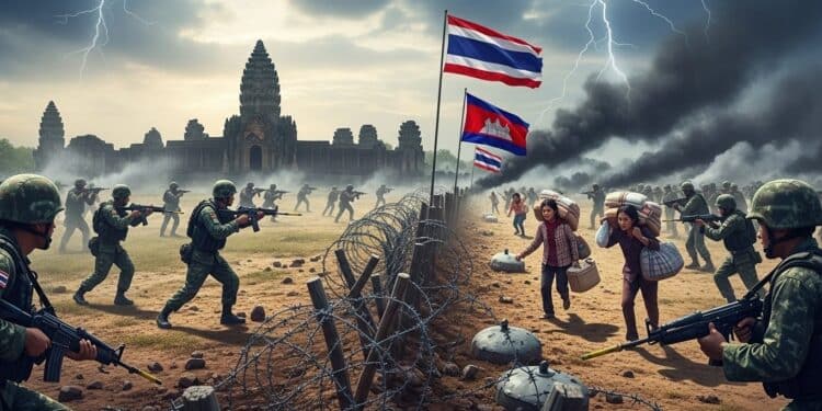 Conflit Frontalier Thaïlande-Cambodge : Une Escalade Inquiétante - Viral Mag La Thaïlande exige que le Cambodge annonce en premier un cessez le feu dans leur conflit frontalier meurtrier Bilan tragique évacuations massives et tentatives diplomatiques découvrez les enjeux de cette crise en Asie du Sud Est Viral Mag