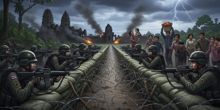 Conflit Thaïlande-Cambodge : Une Guerre Oubliée Explose - Viral Mag Découvrez comment un vieux différend frontalier a replongé la Thaïlande et le Cambodge dans la violence 500 000 déplacés Trump médiateur Que se passe t il vraiment à la frontière Viral Mag