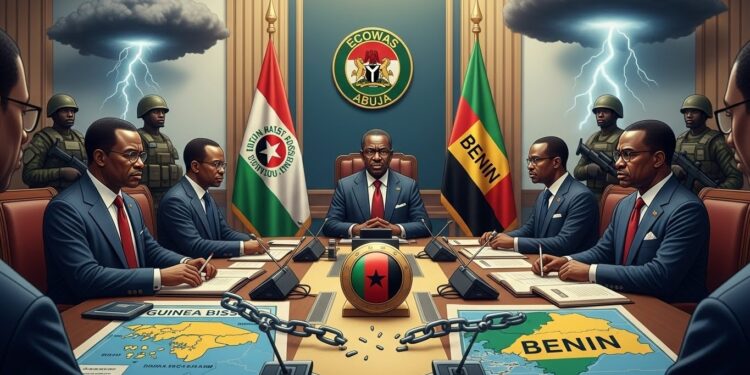 Coup d’État en Guinée-Bissau : La Cedeao Menace de Sanctions - Viral Mag La Cedeao durcit le ton après le coup dÉtat en Guinée Bissau et la tentative avortée au Bénin Sanctions ciblées et renforts militaires pour protéger la démocratie en Afrique de lOuest Viral Mag