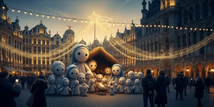 Découvrez pourquoi la nouvelle crèche de Noël en chiffons sans visage sur la Grand Place de Bruxelles déchaîne les passions entre pétition de 33 000 signatures et appel au calme du bourgmestre   Viral Mag
