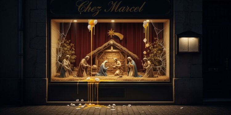Découvrez lincroyable vandalisme dune crèche de Noël en vitrine à Perpignan  jets dœufs répétés le jour même de linstallation Intolérance ou simple bêtise  Plongée dans une affaire qui choque la ville   Viral Mag
