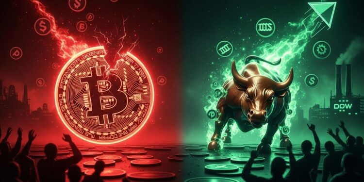 Bitcoin sous 91 000 $ Ethereum perd 5  alors que le Dow Jones bat un record historique Rotation massive des investisseurs vers les valeurs cycliques  décryptage complet du mouvement qui secoue les marchés   Viral Mag