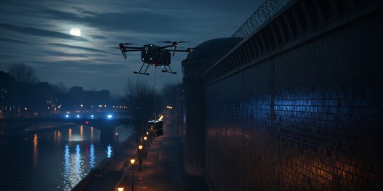 Deux hommes interpellés après avoir tenté de livrer un colis par drone au dessus de la maison darrêt de Nanterre Un nouveau cas dans le fléau croissant des livraisons illicites en prison   Viral Mag