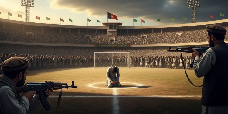 Exécution Publique en Afghanistan : Un Homme Fusillé dans un Stade - Viral Mag Une exécution publique a eu lieu à Khost en Afghanistan Un condamné pour meurtre a été abattu devant des milliers de personnes Retour sur cette 12e exécution depuis 2021 et sur le retour du qisas taliban Viral Mag