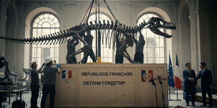 France Restitue un Tarbosaurus Exceptionnel à la Mongolie - Viral Mag Après des années de bataille judiciaire la France rend à la Mongolie un squelette complet de Tarbosaurus bataar cousin asiatique du T Rex saisi en 2015 Une victoire contre le trafic de fossiles Viral Mag