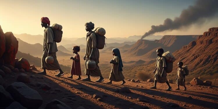 Découvrez les témoignages poignants de familles soudanaises fuyant les combats au Kordofan Sud Une marche épuisante à travers les dangers pour échapper à la guerre qui ravage le pays depuis 31 mois   Viral Mag