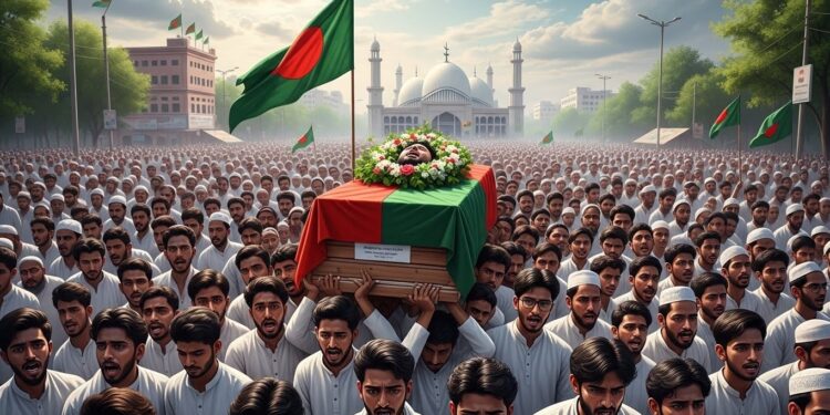 Des dizaines de milliers de Bangladais ont accompagné les obsèques de Sharif Osman Hadi leader étudiant assassiné Un hommage émouvant marqué par la douleur la colère et les tensions régionales   Viral Mag