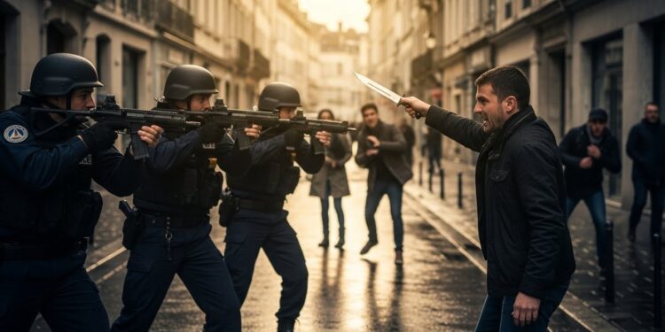 À Grenoble un homme armé dun couteau a été grièvement blessé par la police après avoir menacé des passants Lincident survenu près dune auto école na pas de lien terroriste   Viral Mag