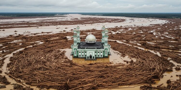 Inondations Dévastatrices à Sumatra : Mosquées Inaccessibles et Drame Humain - Viral Mag Découvrez le bilan tragique des inondations à Sumatra près de 1000 morts mosquées encerclées par des arbres fidèles en quête de lieux de prière et rôle de la déforestation dans cette catastrophe Viral Mag