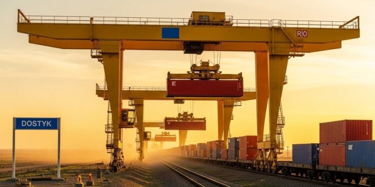 Kazakhstan : Au Cœur des Nouvelles Routes de la Soie - Viral Mag Dostyk porte dentrée stratégique entre Chine et Europe voit exploser le fret ferroviaire grâce aux Nouvelles Routes de la Soie Découverte dun hub méconnu devenu vital pour le commerce mondial Viral Mag