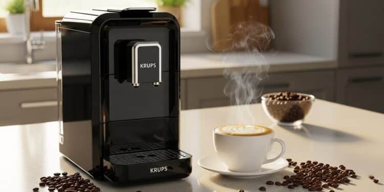Découvrez la machine à café à grain Krups Essential YY8125FD en promotion à 24997 € Compacte avec buse vapeur pour cappuccinos parfaits et réparabilité 15 ans idéale pour des cafés frais quotidien   Viral Mag