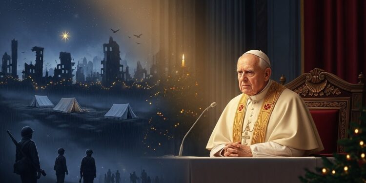 En cette messe de Noël 2025 le pape Léon XIV fustige les discours belliqueux et les souffrances infligées par les conflits Espoirs fragiles à Gaza guerre persistante en Ukraine  un message poignant pour la paix mondiale   Viral Mag