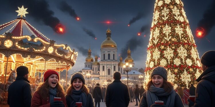 Découvrez comment les habitants de Kiev vivent un Noël paradoxal entre joie festive vin chaud et sapins illuminés et la dure réalité des sirènes dalerte et frappes russes quotidiennes   Viral Mag