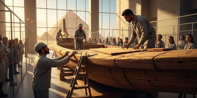 Découvrez la restauration en public de la plus ancienne barque pharaonique au Grand Musée égyptien Un projet historique unique financé par le Japon avec des techniques innovantes pour préserver ce trésor de 4600 ans   Viral Mag