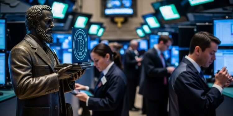 Statue Mystérieuse de Satoshi au NYSE : Un Symbole Révolutionnaire - Viral Mag Découvrez linstallation époustouflante dune statue de Satoshi Nakamoto au New York Stock Exchange Un événement marquant lascension culturelle du Bitcoin au cœur des institutions financières mondiales Viral Mag