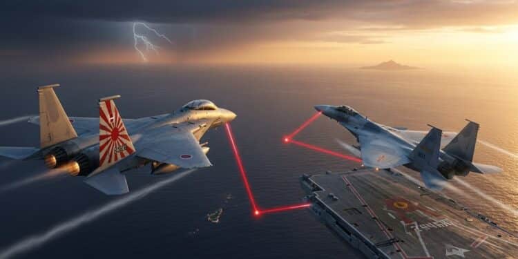 Tensions Japon-Chine : Incident Aérien Grave au-dessus du Pacifique - Viral Mag Le Japon convoque lambassadeur chinois après un verrouillage radar dangereux par des J 15 sur des chasseurs japonais Contexte explosif autour de Taïwan et des îles Senkaku Viral Mag