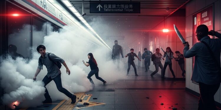 Tragédie à Taipei : Attaque Meurtrière dans le Métro Fait Trois Morts - Viral Mag Une attaque au couteau et avec des dispositifs fumigènes dans le métro de Taipei a causé trois morts et plusieurs blessés Le président promet une enquête approfondie sur ce drame rare à Taïwan Viral Mag