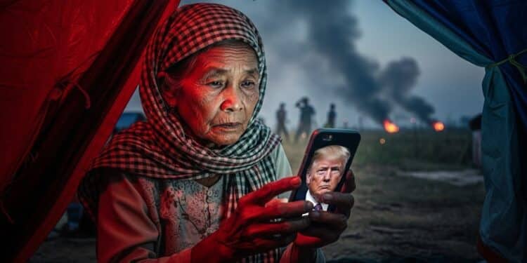 Trump Roi du Monde ? Les Déplacés Divisés sur son Intervention - Viral Mag Déplacés cambodgiens et thaïlandais face aux combats frontaliers certains voient en Donald Trump le sauveur ultime dautres refusent toute ingérence Espoir ou illusion Viral Mag