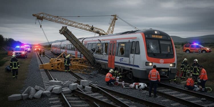 Un train de banlieue percute une grue près de Carthagène  plusieurs blessés légers Troisième incident en une semaine après deux drames mortels La sécurité ferroviaire espagnole en question   Viral Mag