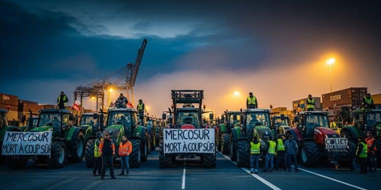 Accord UE-Mercosur : Agriculteurs Bloquent le Port du Havre - Viral Mag Des agriculteurs normands ont installé un barrage filtrant au port du Havre pour dénoncer laccord UE Mercosur Découvrez les raisons de leur colère et les impacts redoutés sur lagriculture française Viral Mag