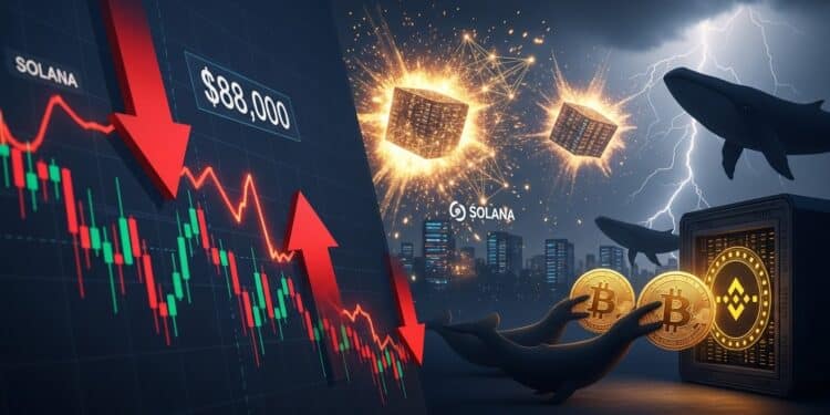 Bitcoin plonge sous 88 000 $ suite à un pic explosif des frais sur Solana et des transferts massifs de baleines vers Binance Liquidations en cascade et incertitudes politiques américaines secouent le marché crypto   Viral Mag
