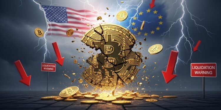 Le Bitcoin plonge sous 93 000 $ suite aux tensions commerciales USA UE 864 millions de liquidations crypto en quelques heures Analyse technique et perspectives   Viral Mag