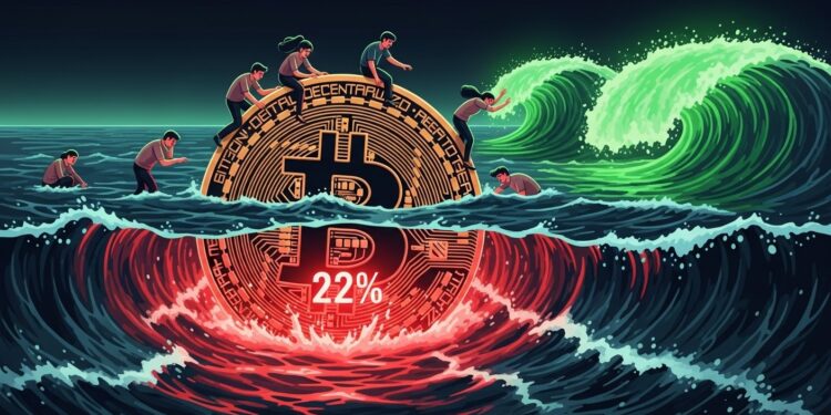 Avec 22 de loffre de Bitcoin en perte et un ratio profitperte trop bas les détenteurs à court terme attendent un regain de liquidité pour relancer la hausse Analyse on chain détaillée   Viral Mag