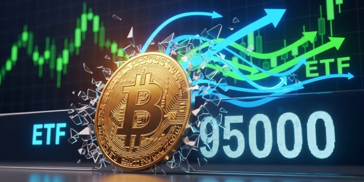 Le Bitcoin dépasse à nouveau les 95 000 dollars porté par 753 millions de dollars dentrées nettes dans les ETF spot américains signe dun retour en force des investisseurs institutionnels   Viral Mag