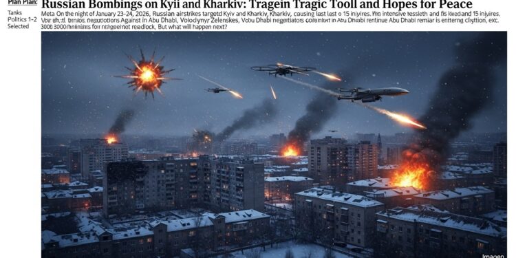 Dans la nuit du 23 au 24 janvier 2026 des frappes russes massives ont visé Kiev et Kharkiv faisant au moins un mort et 15 blessés Sur fond de discussions trilatérales à Abou Dhabi la guerre entre dans une phase décisive marquée par la question des territoires   Viral Mag