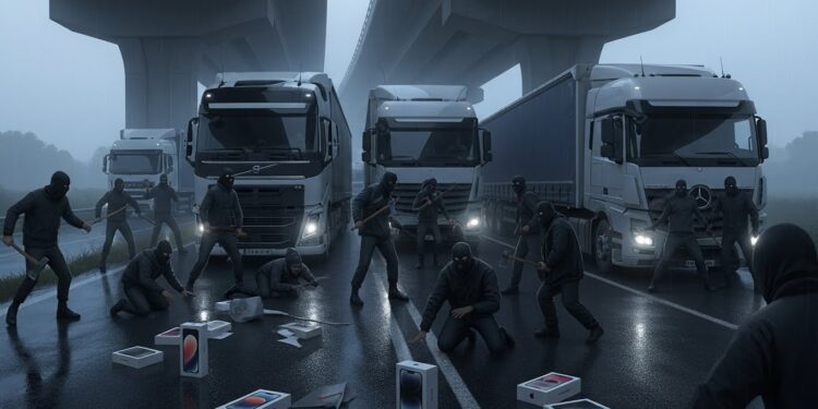 Deux camions chargés de produits Apple braqués par une dizaine dhommes armés de haches dans le Val dOise Préjudice estimé entre 4 et 5 millions deuros Détails glaçants dune attaque ultra organisée   Viral Mag