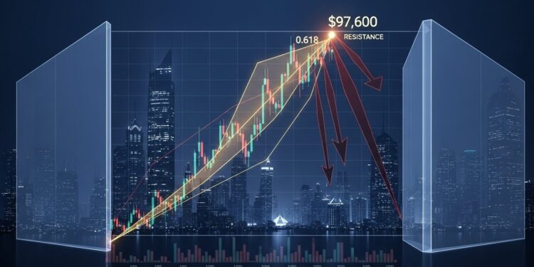 Le Bitcoin cale à 97 600 $ face à une puissante confluence technique Fibonacci 0618 canal et VWAP salignent  rejet probable ou vraie cassure  Analyse détaillée   Viral Mag