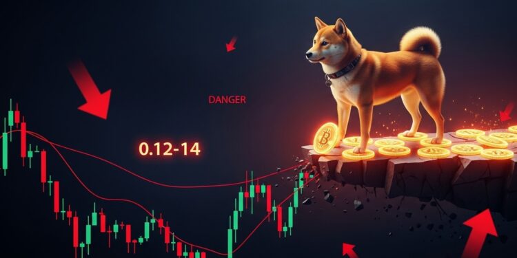 Dogecoin teste un support critique entre 012 $ et 014 $ Un analyste alerte  une cassure pourrait déclencher un nouveau crash violent Analyse technique et contexte marché actuel   Viral Mag