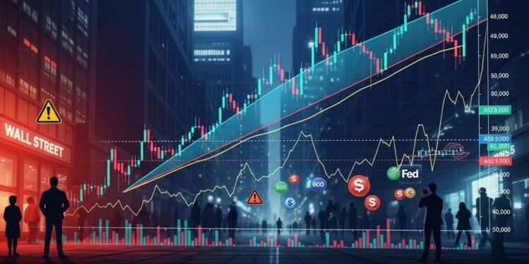 Dow Jones : Un Pattern Alarmant Avant les Résultats - Viral Mag Le Dow Jones forme un coin haussier inquiétant près de ses records à lapproche de la décision de la Fed et des résultats des Magnificent 7 Analyse technique et perspectives pour 2026 Viral Mag